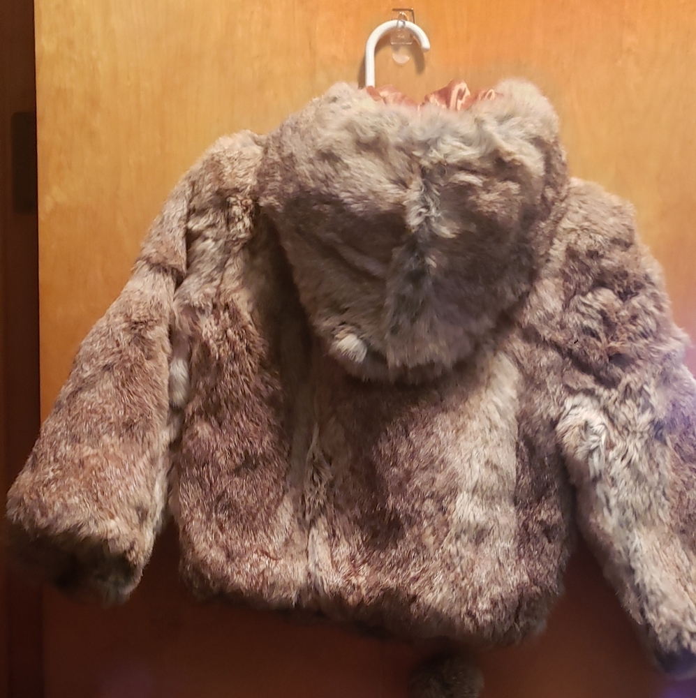 Girls Rabbit Fur Coat - Picture 2 of 3